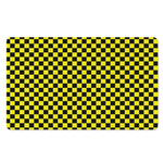 Yellow And Black Checkered Pattern Print Polyester Doormat