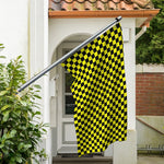 Yellow And Black Checkered Pattern Print Polyester Flag