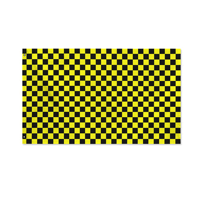Yellow And Black Checkered Pattern Print Polyester Flag