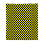 Yellow And Black Checkered Pattern Print Polyester Shower Curtain