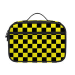 Yellow And Black Checkered Pattern Print Portable Lunch Bag