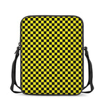 Yellow And Black Checkered Pattern Print Rectangular Crossbody Bag