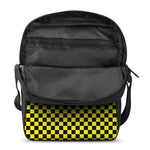 Yellow And Black Checkered Pattern Print Rectangular Crossbody Bag