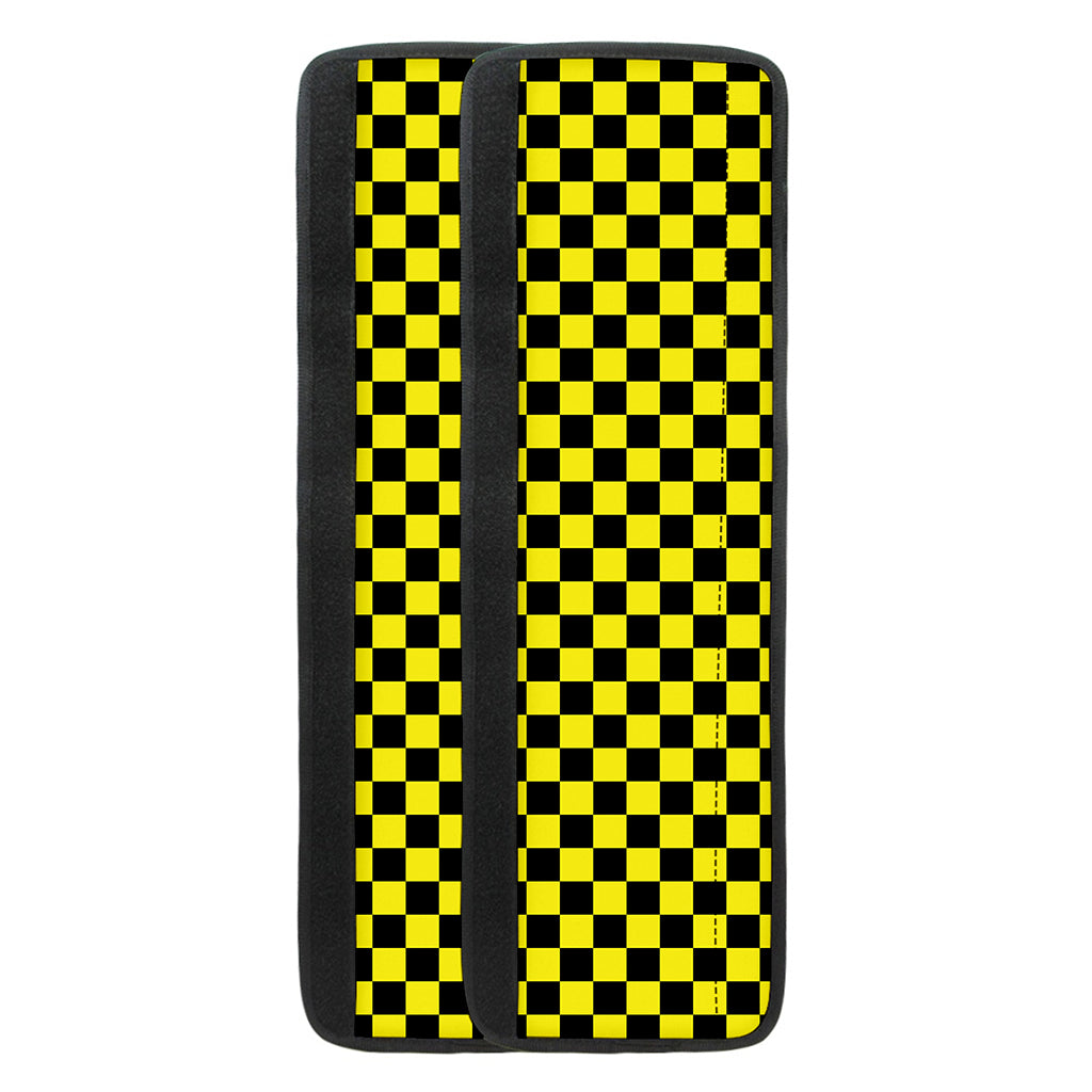 Yellow And Black Checkered Pattern Print Refrigerator Handle Covers