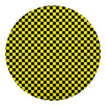 Yellow And Black Checkered Pattern Print Round Blanket