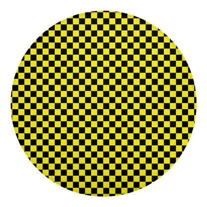 Yellow And Black Checkered Pattern Print Round Blanket