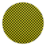 Yellow And Black Checkered Pattern Print Round Blanket