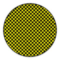 Yellow And Black Checkered Pattern Print Round Floor Mat
