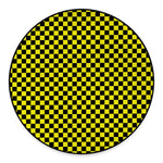 Yellow And Black Checkered Pattern Print Round Floor Mat