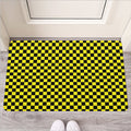 Yellow And Black Checkered Pattern Print Rubber Doormat