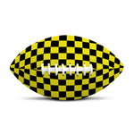 Yellow And Black Checkered Pattern Print Rugby Ball