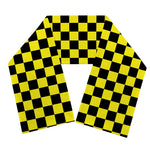 Yellow And Black Checkered Pattern Print Scarf