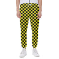 Yellow And Black Checkered Pattern Print Joggers