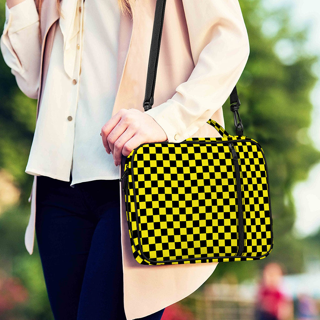 Yellow And Black Checkered Pattern Print Shoulder Strap Bible Bag