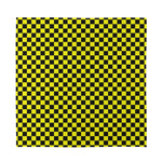 Yellow And Black Checkered Pattern Print Silk Bandana