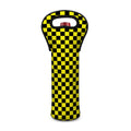 Yellow And Black Checkered Pattern Print Single Neoprene Wine Tote