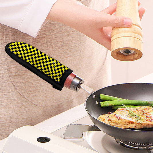 Yellow And Black Checkered Pattern Print Skillet Handle Cover