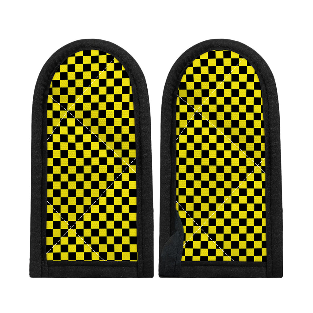 Yellow And Black Checkered Pattern Print Skillet Handle Cover