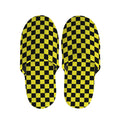 Yellow And Black Checkered Pattern Print Slippers