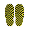 Yellow And Black Checkered Pattern Print Slippers