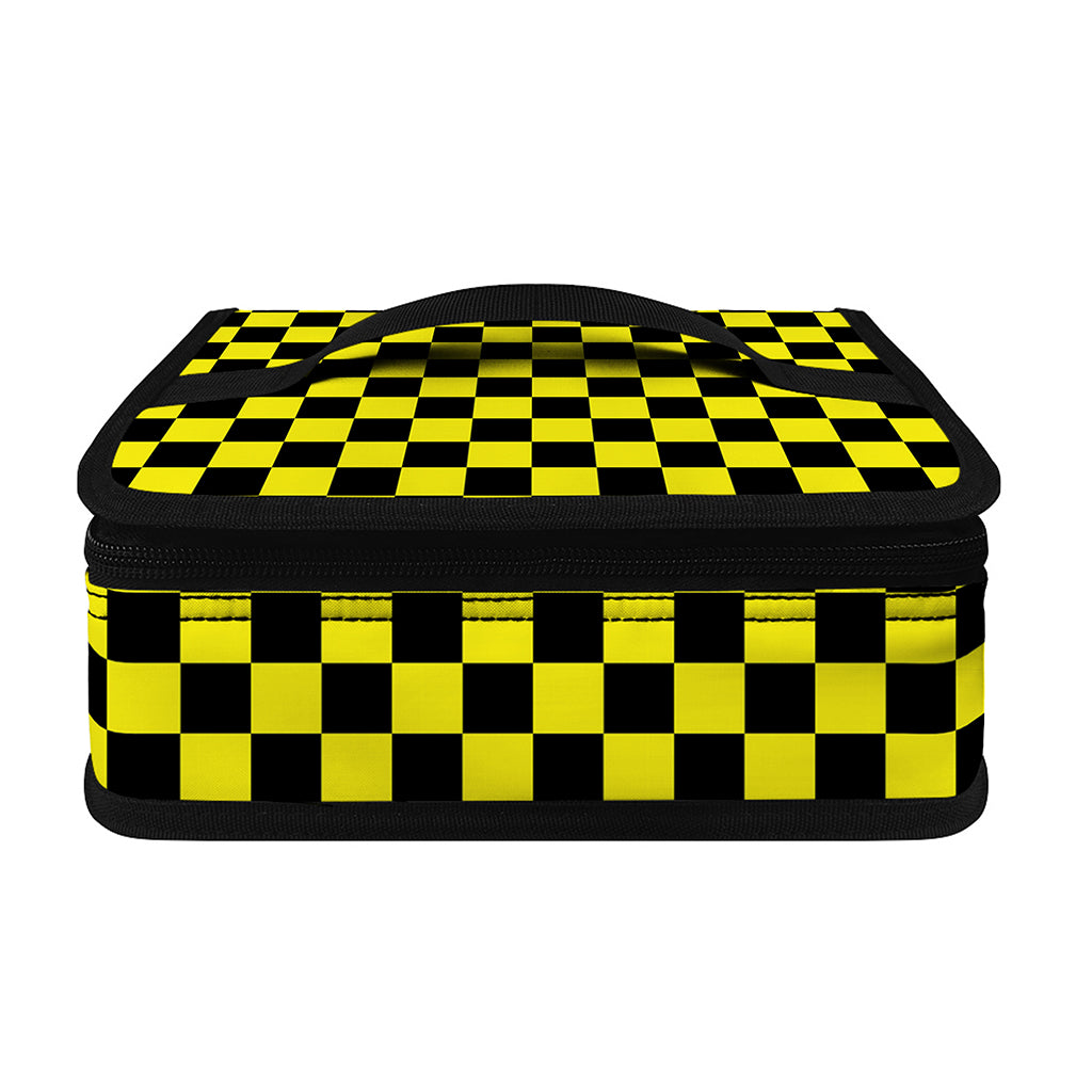 Yellow And Black Checkered Pattern Print Small Lunch Bag