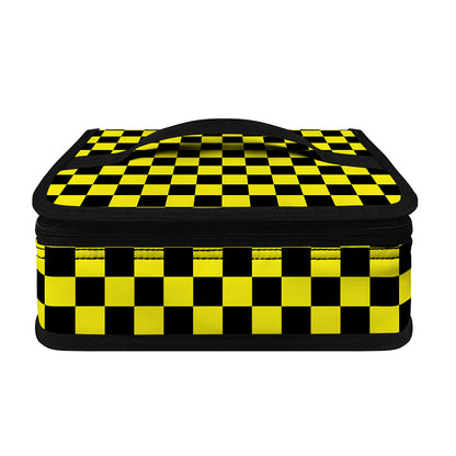 Yellow And Black Checkered Pattern Print Small Lunch Bag