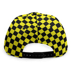 Yellow And Black Checkered Pattern Print Snapback Cap
