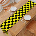 Yellow And Black Checkered Pattern Print Table Runner