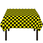 Yellow And Black Checkered Pattern Print Tablecloth