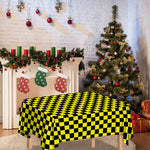 Yellow And Black Checkered Pattern Print Tablecloth