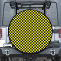 Yellow And Black Checkered Pattern Print Tire Cover