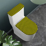 Yellow And Black Checkered Pattern Print Toilet Lid And Tank Cover Set