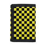 Yellow And Black Checkered Pattern Print Trifold Wallet
