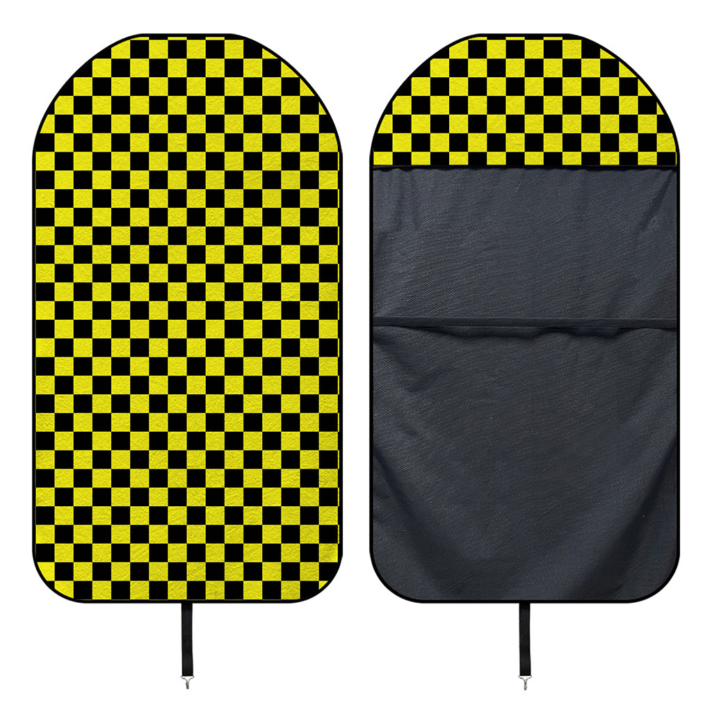 Yellow And Black Checkered Pattern Print Waterproof Car Seat Cover