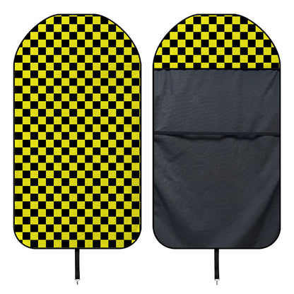 Yellow And Black Checkered Pattern Print Waterproof Car Seat Cover