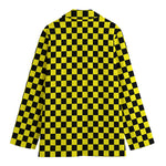 Yellow And Black Checkered Pattern Print Women's Blazer
