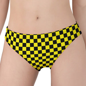 Yellow And Black Checkered Pattern Print Women's Panties