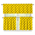 Yellow And Black Dart Pattern Print 3 Piece Kitchen Curtains