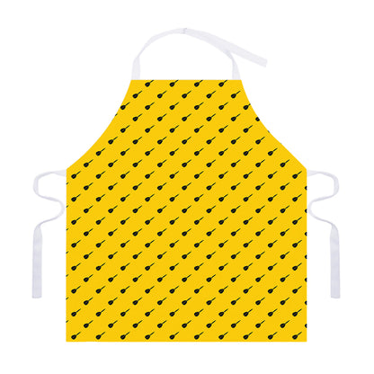 Yellow And Black Dart Pattern Print Adjustable Apron