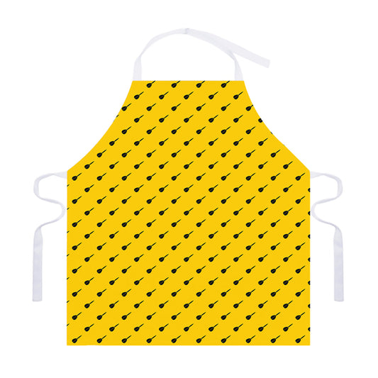 Yellow And Black Dart Pattern Print Adjustable Apron