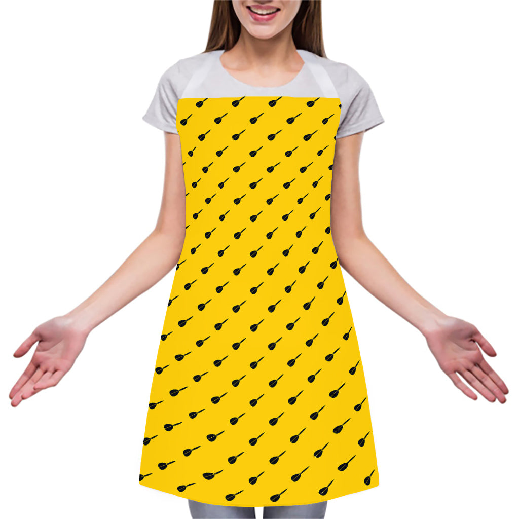 Yellow And Black Dart Pattern Print Adjustable Apron