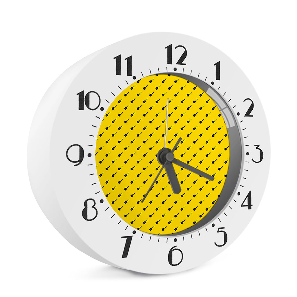 Yellow And Black Dart Pattern Print Alarm Clock
