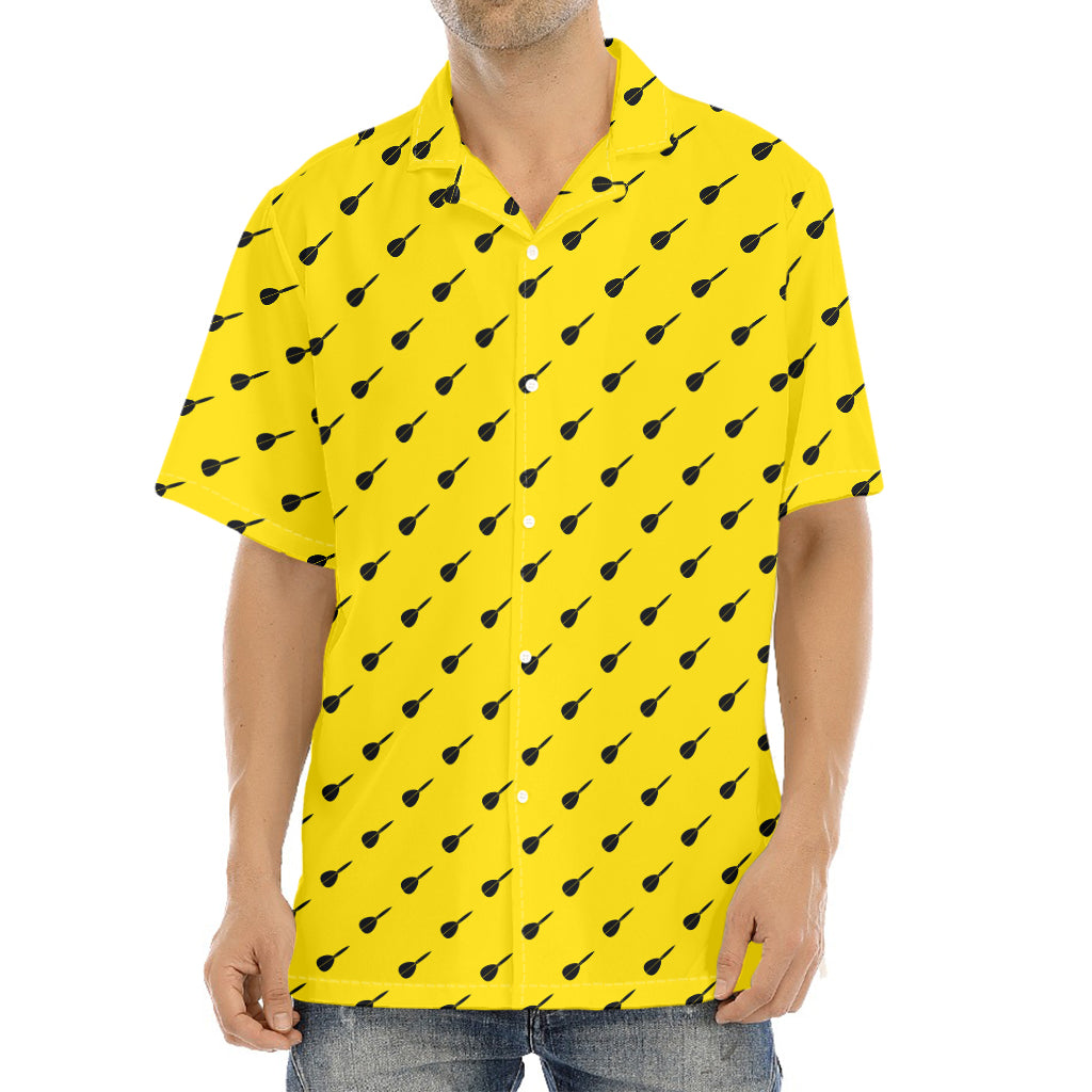 Yellow And Black Dart Pattern Print Aloha Shirt