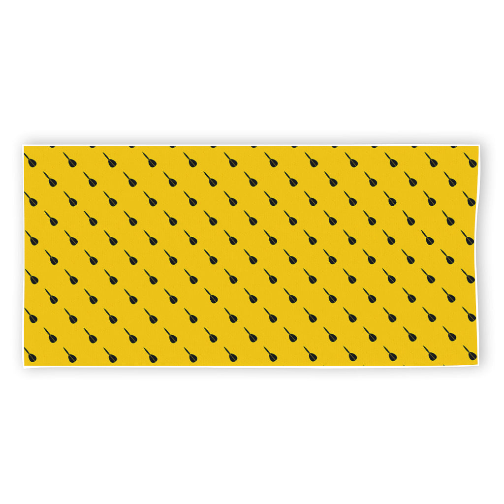 Yellow And Black Dart Pattern Print Beach Towel