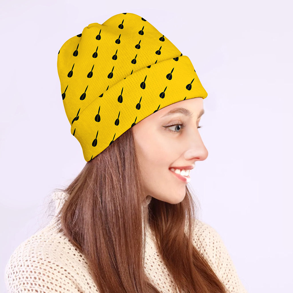 Yellow And Black Dart Pattern Print Beanie