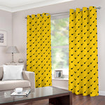 Yellow And Black Dart Pattern Print Blackout Grommet Curtains