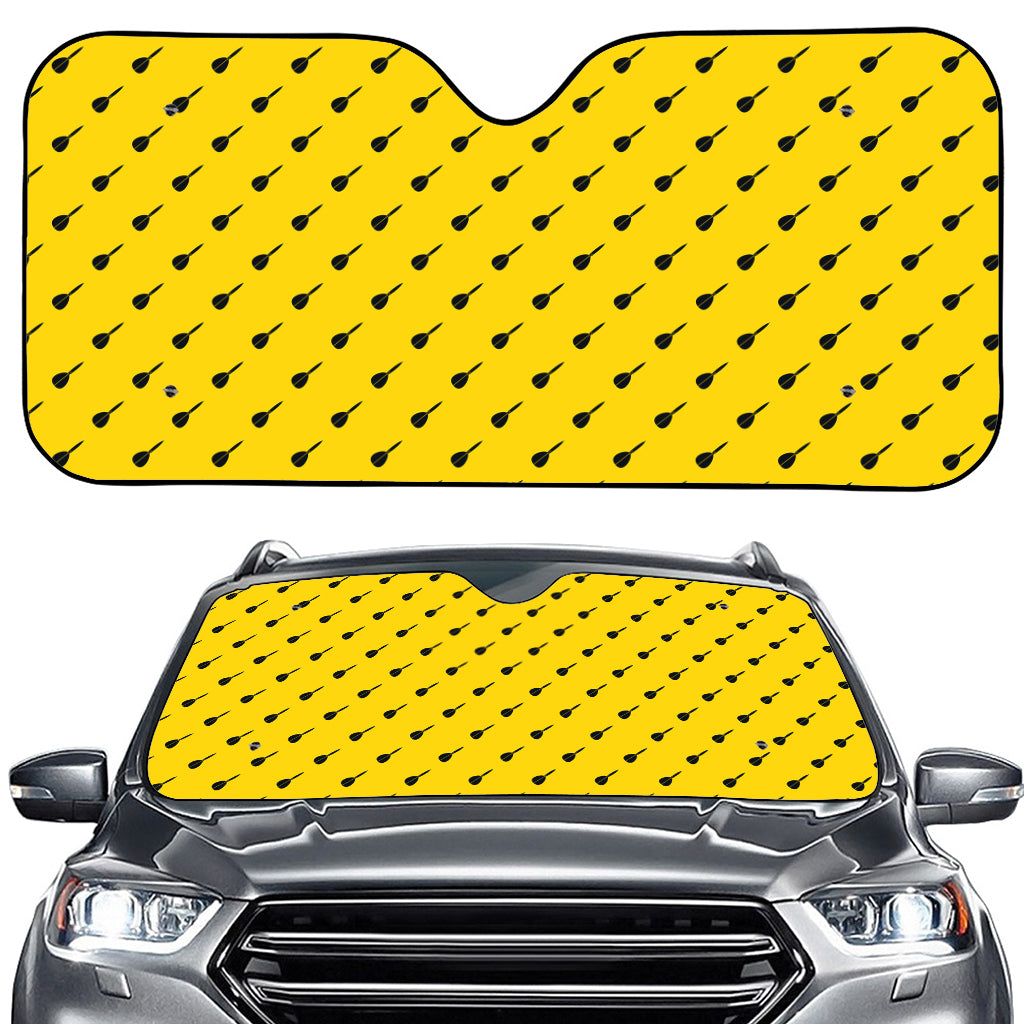 Yellow And Black Dart Pattern Print Car Windshield Sun Shade