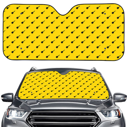 Yellow And Black Dart Pattern Print Car Windshield Sun Shade