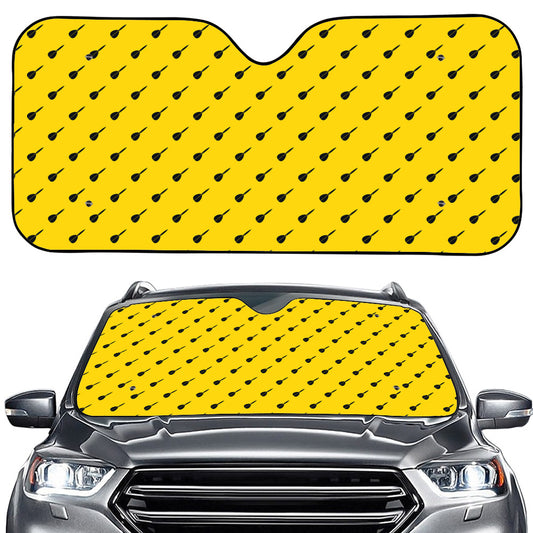 Yellow And Black Dart Pattern Print Car Windshield Sun Shade