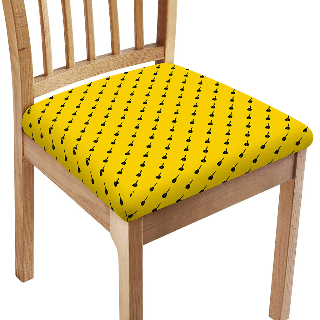 Yellow And Black Dart Pattern Print Chair Cushion Cover